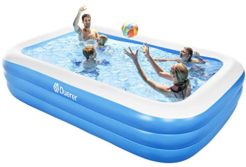 Duerer Aufblasbarer Pool Rechteckig, 241cm x 142cm x 56cm, Planschbecken groß für Kinder und Erwachsene Sommer Party, Aufblasbare Schwimmbecken, Familien Swimming Pool für Garten, Outdoor, Easy Set