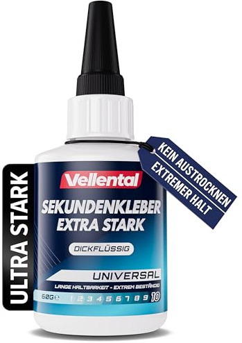 Sekundenkleber Gel Extra Stark 60g XXL universal - Superkleber wasserfest, hitzebeständig & mit Nadel Verschluss gegen Austrocknung - Alleskleber für Plastik, Kunststoff, Glas, Holz, Metall uvm.