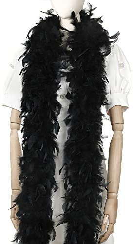 Larryhot 60g schwarze Feder Boa - 2 Yards Türkei Boa Federn für Party Masse, Weihnachten, Hochzeit Centerpieces, Kostüm, Konzert, Haustier und Heimdekoration (schwarz)