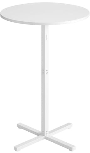 VASAGLE Bartisch, Stehtisch, Bistrotisch rund, 60 x 60 x 104,5 cm | Balkontisch Indoor, kleiner hoher Tisch, einfacher Aufbau, Schneeweiß und Mattweiß, BARNET Kollektion LBT361W01
