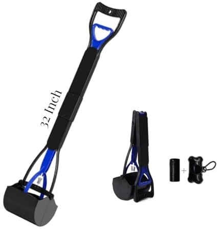 Ceasyde Hundekotschaufel mit langem Griff, 80 cm, faltbar, tragbar, solide gezahnte Zähne, Reinigung, Greifer, Entferner, Werkzeug für Outdoor/Indoor Katzen- und Hundekot