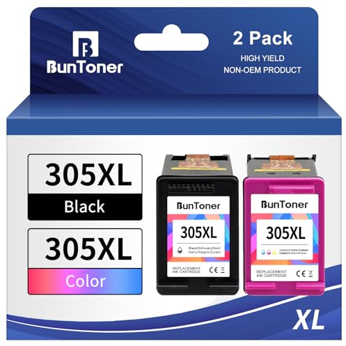 BunToner 305 XL patronen Kompatibel für hp 305 druckerpatronen XL Set für HP DeskJet 2720e 4120e HP Envy 6000 6420e Pro 6430 6432 Drucker(Schwarz，Farbe,2-Pack)