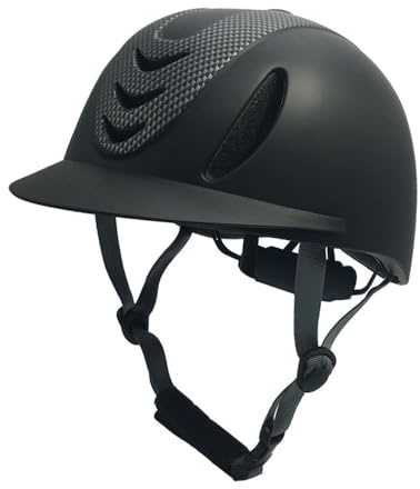 Tubayia Reithelm Schutz für Kinder, Kinderhelm, Reitkappe verstellbar für Mädchen & Jungen, belüfteter Reithelm zum Reiten, Radfahren, Skifahren (47-50cm Carbon Flower Schwarz)