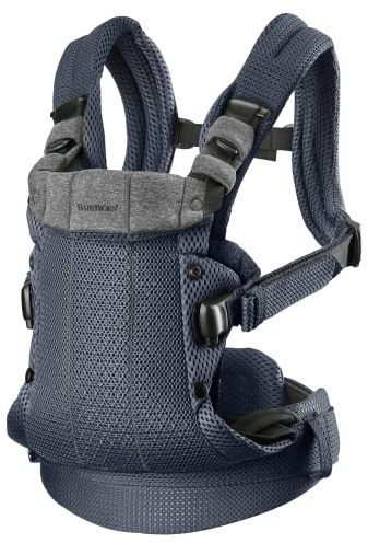 BabyBjörn Babytrage Harmony, Anthrazitgrau, 3D-Netzstoff | Ergonomische Babytrage für Neugeborene bis 3 Jahre (3,2 - 15kg), 4 Tragepositionen, Verstellbare Beinstellung, Weich & bequem