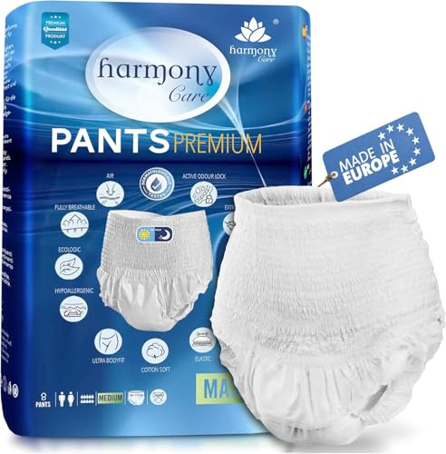 Harmony Care ® Premium Pants MAXI saugstarke Windeln für Erwachsene – diskrete Inkontinenz Pants für Männer und Frauen - extra auslaufsichere Erwachsenen Windel, Gr.L - 8 Stück