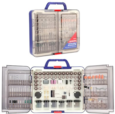 WORKPRO Multifunktionswerkzeug Zubehör Set 476 tlg. Drehwerkzeug, Mehrzweck Zubehörset für Rotationswerkzeuge, Zubehörsatz zum Schneiden, Schleifen, Polieren, Bohren, Reinigen, Gravieren