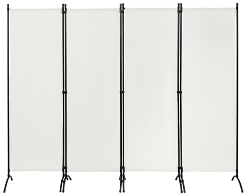 WOLTU Paravent 4 Teilig 224x182 cm Creme, Raumteiler Freistehend Trennwand und Klappbar, Sichtschutz Spanische Wand für Innen- und Außenbereich, Ideal für Wohnzimmer, Balkon und Garten
