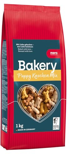 MERA Bakery Puppy Knochen Mix (1kg), Hundeleckerli für Training oder als Snack, Leckereien für Hunde aus natürlichen Zutaten, schonend gebackene Hundekekse