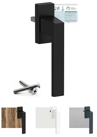 VOOXA Exklusiv Aluminium Fenstergriff | Tiefschwarz RAL9005 (35mm) | für Fenster, Terrassen-/Balkontüren aus Holz, Kunststoff oder Aluminium | Kipp-Funktion | ergonomische, angenehme Haptik
