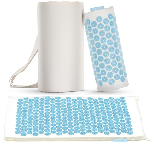 Fitleap Akupressurmatte mit Kissen, Massage Matte zur wohltuenden Entspannung und Stimulation der Muskulatur, Akupunktur Matte zur Linderung von Rückenschmerzen und Nackenschmerzen