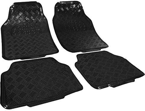 eSituro Auto Fußmatten Universal Automatten Aluminium ALU Chorm Look Schwarz