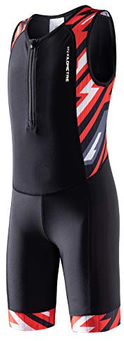 MY KILOMETRE Junge Triathlon Anzug - Ärmelloser Einteiler Trisuit Schnelltrocknend Atmungsaktiv mit Rückentasche für Wettkampf und Training UPF 50+