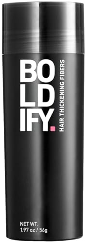 BOLDIFY Streuhaar für Dünner Werdendes Haar (Dunkelbraun), Unsichtbar, Natürlich, Große Flasche, 56g, Kaschiert Haarausfall in 15 Sek, Haarverdichtung, Haarpuder für Feines Haar, Frauen/Männer