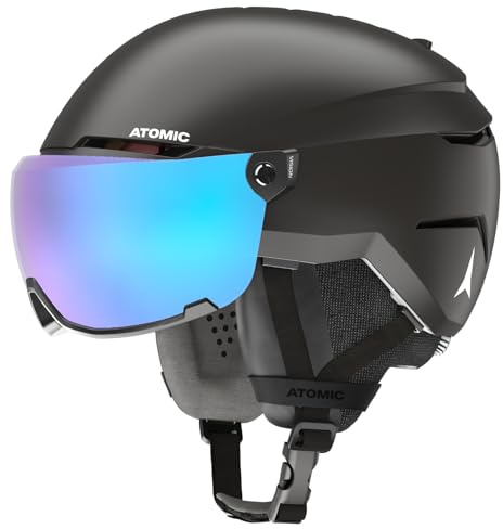ATOMIC Savor Visor Stereo Skihelm mit Visier - Schwarz - Größe S - Snowboard- & Ski-Helm mit Brille - 360° Fit System & Active Aircon Belüftungssystem - Holo Core für maximale Stoßdämpfung