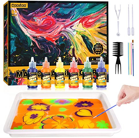 Coodoo Wassermarmorierungsfarbe für Kinder – Kunsthandwerk für Mädchen und Jungen, Bastelsets, ideale Geschenke für Kinder im Alter von 6+ bis 8–12 Jahren