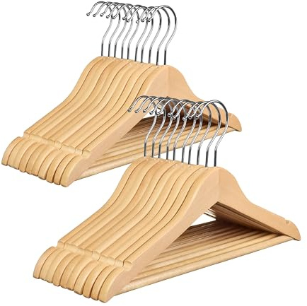 OGIVO Kleiderbügel Kinder Holz– 20er Set – Kinder Bügel aus Holz 32 cm – Holzkleiderbügel 360° drehbarer Haken - Kleiderbügel für Babys und Kleinkinder (Natur)