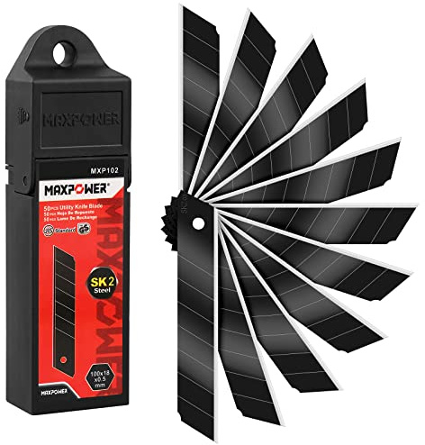MAXPOWER 50 Stück Abbrechklingen Scharfe Teppichmesser klingen Tragbar Professionelle