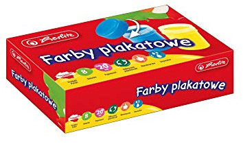 Herlitz Plakatfarben 8 Farben - Deckfarben im 20ml Becher, Malfarben Set für Kinder, hohe Deckkraft, auswaschbar, ungiftige Bastelfarben für Schule & Hobby (Schulmalfarben)