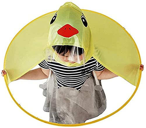 TaissBocco Kinder Regenmantel Cartoon Duck Regenmantel und Regenschirm Hut Wasserdichtes UFO für Baby Mädchen und Jungen Poncho Regenhut (Yellow, M)