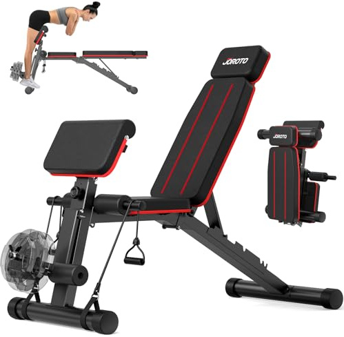 JOROTO Verstellbare Hantelbank, Klappbar Trainingsbank, 453KG Last Krafttraining Bänke für Home Gym Ganzkörpertraining, Römischer Stuhl Hantelbank, Rückentrainer