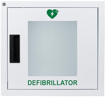 MedX5 Universal Defibrillator Metallwandkasten für Innenbereiche mit Defi-Standortschild, abschließbar