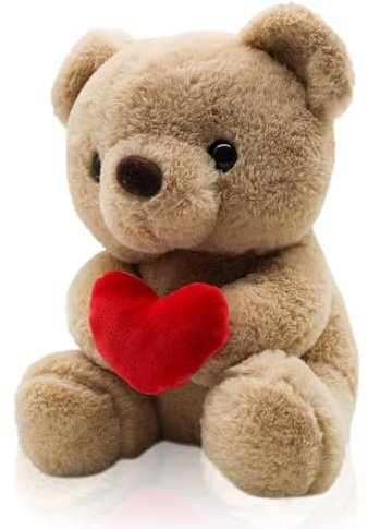 QIGEEKU Teddybär, Stofftier Teddy, Plüsch-Bär, Teddy mit Liebe, Kuscheltier Spielzeug Dekozimmer Kissen, Soft Cuddly Friends, Plüschteddy Schmusetier Plüschtier 25 cm, Hellbraun