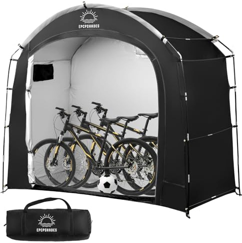 EPCPSHADES Fahrradabstellzelt mit Stahlgestell, wasserabweisend, UV-beständig, für Außenbereich/Garten, PE-Bedeckung mit Reißverschluss, ideal für Fahrräder und Motorräder, Hütte