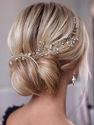 Bufenia Braut Hochzeit Strass Haarrebe Braut Silber Haarteil Kristall Stirnband Haarschmuck
