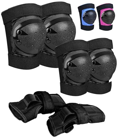 iMoebel Schützer Schonerset 6 in 1 Inliner Protektoren Set Kinder Schutzausrüstung, Verstellbare Knieschoner Ellenbogenschützer Handgelenkschoner für Skaten Fahren Roller Skateboard