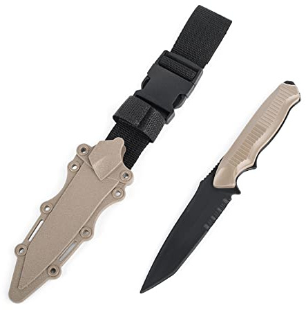 QIRUIMY taktische Plastikmesser,Schutzhülle mit biegbarem Gummi-Messer, Luftwaffe-Training-Liebhaber CS Cosplay Dolch Modell Kleidung Zubehör (braun)