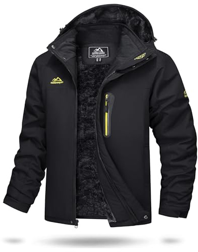 TACVASEN Herren Wasserdicht Winter Skijacke Warme Snowboardjacke Outdoorjacke Gefüttert Winterjacke (XL, Schwarz)