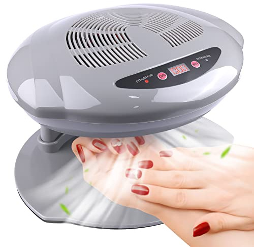Kalolary Nagellampe, 400 W Air Nail Dryer Nail Fan Haartrockner für Hände und Füße Nagellack Automatischer Sensor Warm Cool Breeze Verwendung zu Hause und im Salon (Grau)