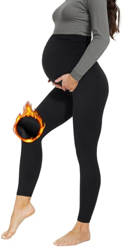 AMIYOYO Damen Umstandsleggings High Waist Schwangerschaftsleggings Blickdicht Umstandshose Freizeithose Stretch Umstandsmode für Schwangere Lang