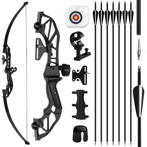 SERfawnCH 30LBS Rechtshänder Recurvebogen Set mit Carbon-Pfeilen Armschutz und Fingerling für Outdoor Bogenschießen Training