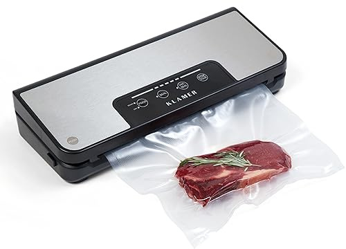 KLAMER Vakuumierer Pro 80, hält Lebensmittel bis zu 8-mal länger frisch | Schützt vor Gefrierbrand, erhält Aroma und Vitamine. Dry, Moist und Pulse für trockene, feuchte und empfindliche Speisen