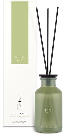 ipuro - Classic Raumduft BERGAMOTE - 240ml | Raumerfrischer, Asiatische Frische mit grüner Limette & Zitronengras - Duft | Diffuser mit Stäbchen | Belebender Lufterfrischer für die Wohnung