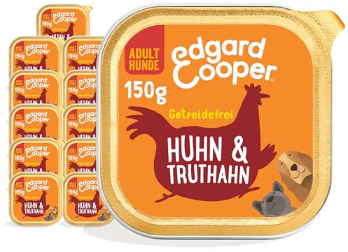 Edgard & Cooper Nassfutter für Hunde, (Huhn & Truthahn, 150g x 11), Getreidefrei, natürliche Zutaten und frisches Fleisch, voller essentieller Aminosäuren