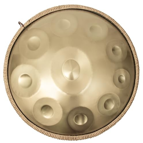 ANTETOK Harmonic Handpan Drum in d-Dur 10 Töne 22 Zoll Stahl mit weicher Handpan Tasche，Harmonische Percussion für Klangheilung, persönliche Meditation, Yoga（Gold）