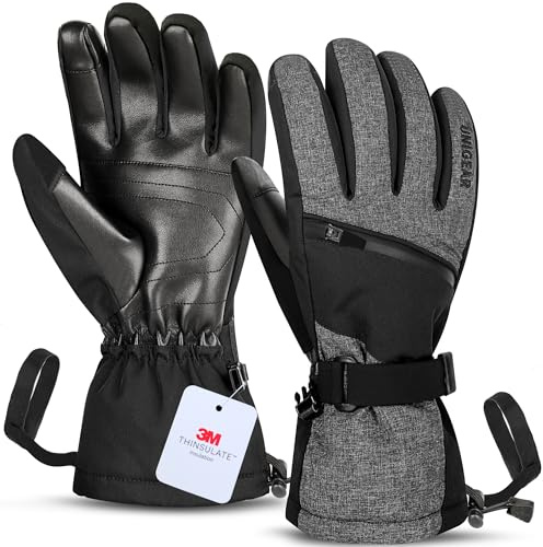 Unigear Skihandschuhe Herren Damen, 3M Thinsulate Winterhandschuhe Touchscreen, Thermohandschuhe wasserdicht warm rutschfest für Skifahren Snowboard Eislaufen Wandern Radfahren