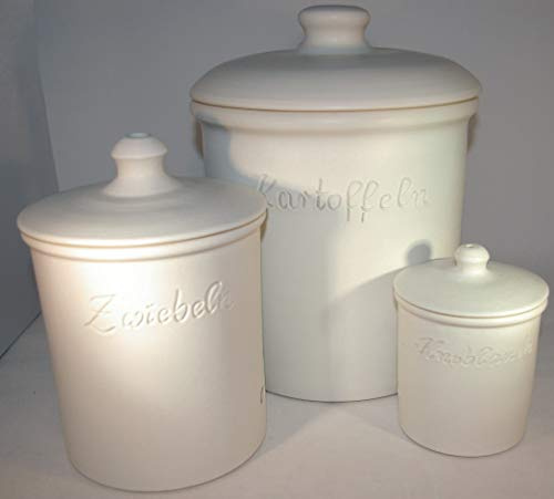 Töpferei Seifert Set Weiss matt Kartoffel Zwiebel Knobi Grade