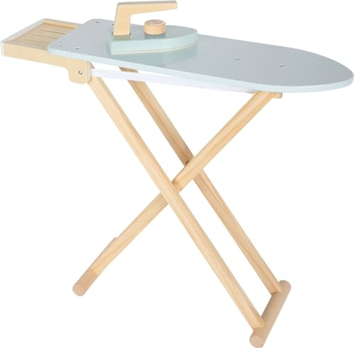 small Foot Bügelbrett mit Bügeleisen aus Holz, höhenverstellbar und klappbar, Spielzeug für Kinder ab 3 Jahren, 12480, Blau