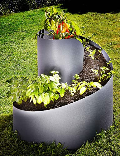 Novaliv Kräuterspirale Anthrazit I 35cmxØ55cm I Kräuterbeet Erdbeerturm Kräuterschnecke groß Kräuterturm Pflanzenspirale Gewürzschnecke Blumenpyramide Pflanzenschnecke