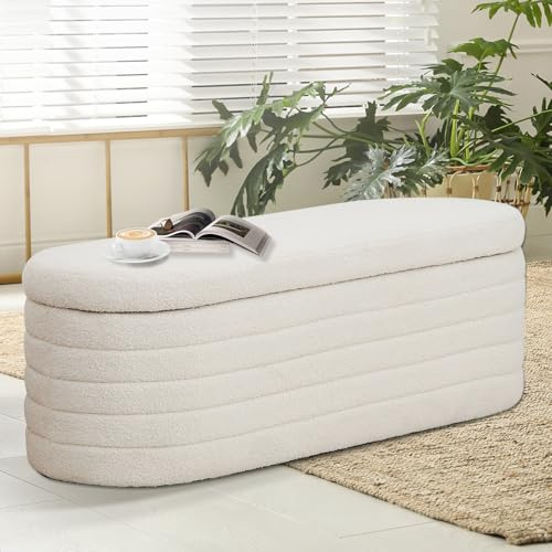 LEUTED Teddy Sitzbank mit Stauraum, Bettbank & Schuhbank 117x41,5x40 cm | Teddy Polsterbank mit Deckel und Stauraum, Vielseitig als Bettbank, Sitztruhe für Schlafzimmer, Flur und Wohnzimmer