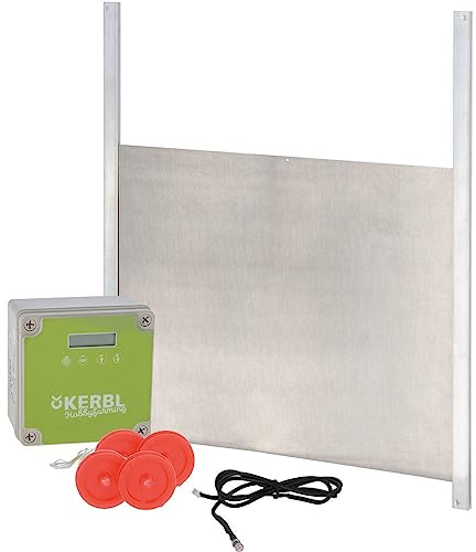 Kerbl 70547 Automatische Hühnertür Set inklusive Schiebetüre, Hühnerklappe Geflügelklappe Geflügelstallklappe Tür 220 x 330mm