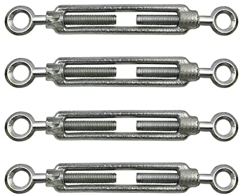 kippen 1204EK - Packung mit 4 Stück Spannschloss mit 2 Augen, aus verzinktem Stahl, Größe 12 mm.