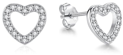Zolkamery 925 Sterling Sliber Ohrstecker, Ohrringe Silber 925 Stecker, Damen Ohrringe Ohr Stecker, Knorpel Schlafen Ohr Ringe, Hypoallergen 8mm Herz Ohrschmuck für Mutter
