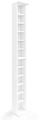 Vicco Cd-Regal, Weiß, 21 x 183.6 cm | Groß 2er set, mit höhenverstellbaren Einlegeböden zur flexiblen Medienaufbewahrung