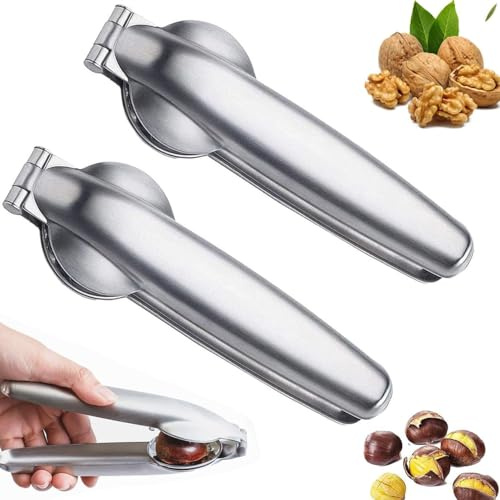 HBSFBH Kastanien Clip, 2 pcs Maronizange, Kastanienzange, Edelstahl Metall Kastanienschneider, Nussknacker, Chestnut Opener, Walnuss Zangen Öffner, Maronen Messer, für Walnüsse, Kastanien, Nüsse