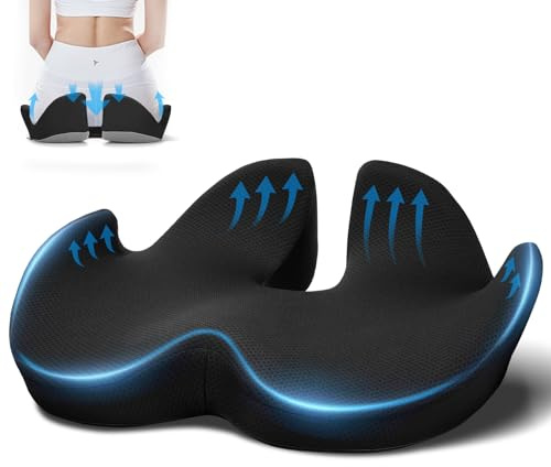 Ajiteogy Ergonomisches Sitzkissen für Bürostuhl aus Memory-Foam | Druckentlastend, rutschfest und ideal für Homeoffice & Gaming