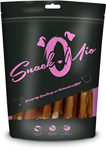 SnackOMio – Premium Hundesnack – Knusprige Kaustange an Hühnerbrustfilet, getreidefrei, 1er Pack (1 x 200g)